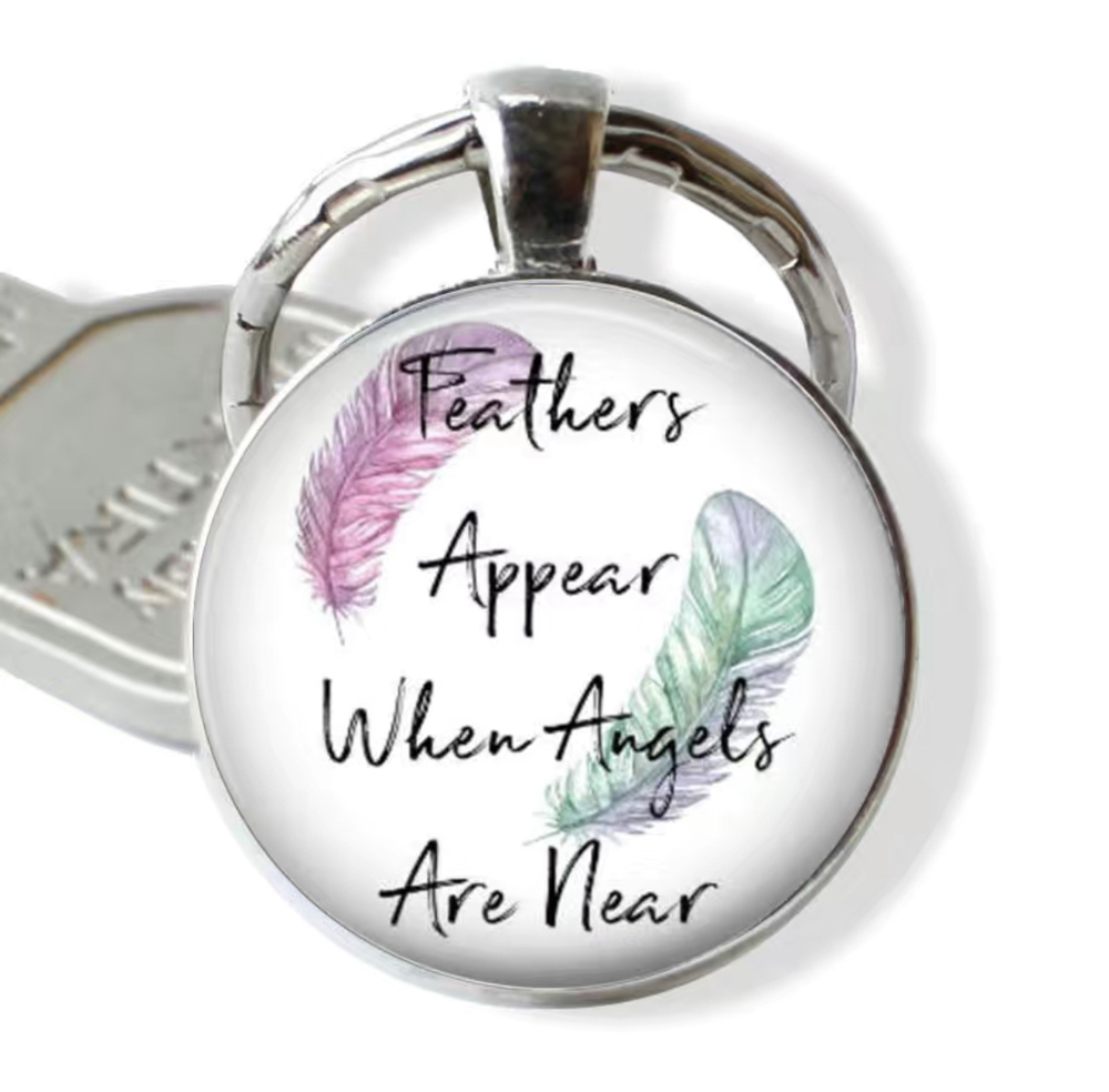3/$25 Feathers Appear When Angels Are Near Keychain NEW